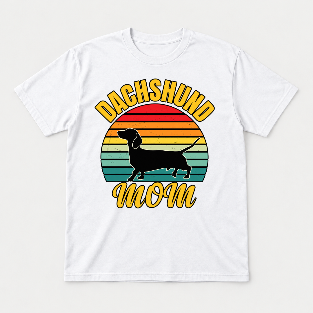 Dachshund Mom Sunset Silhouette Dog Graphic T-Shirt & Sweatshirt