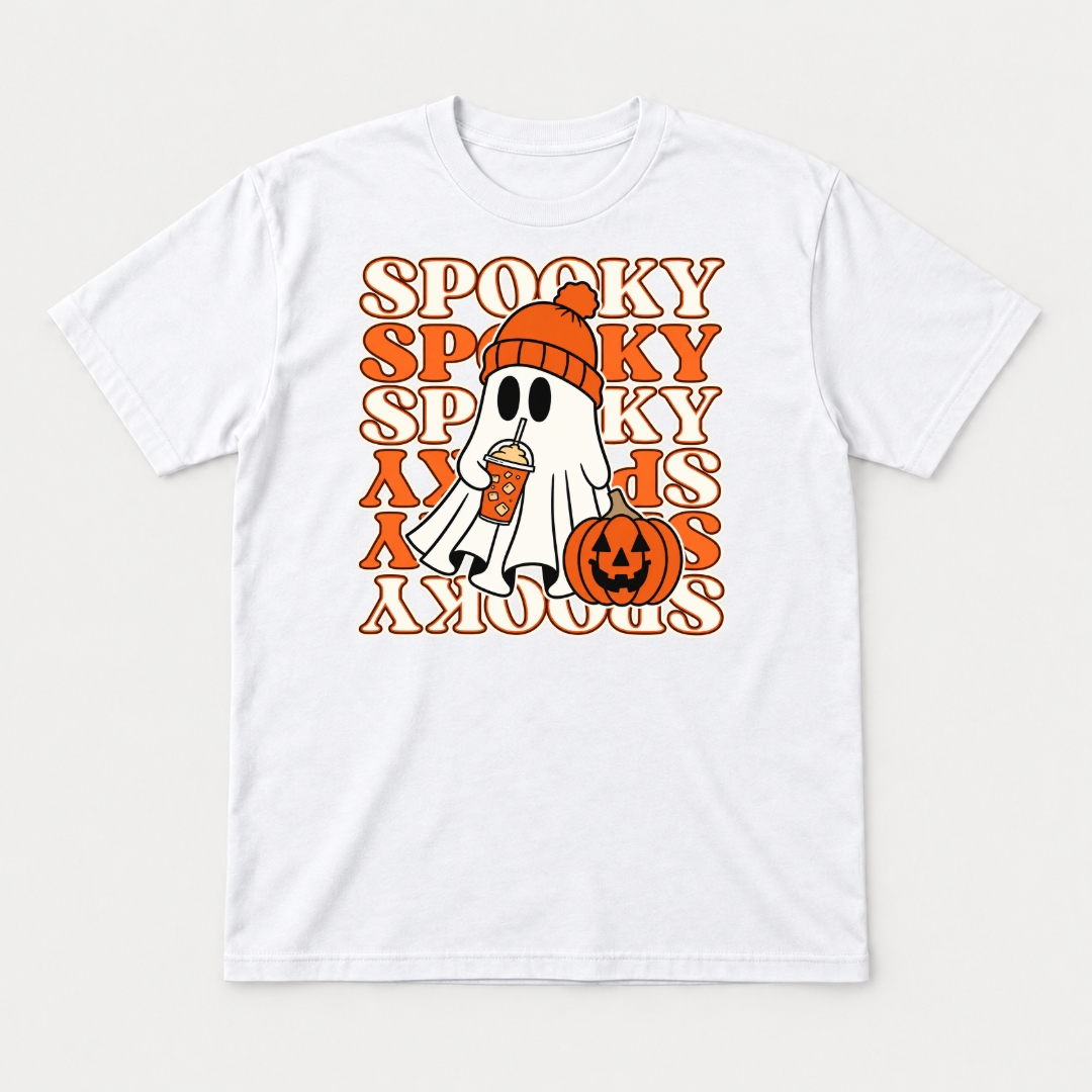 Spooky Ghost and Pumpkin Halloween Graphic T-Shirt & Sweatshirt