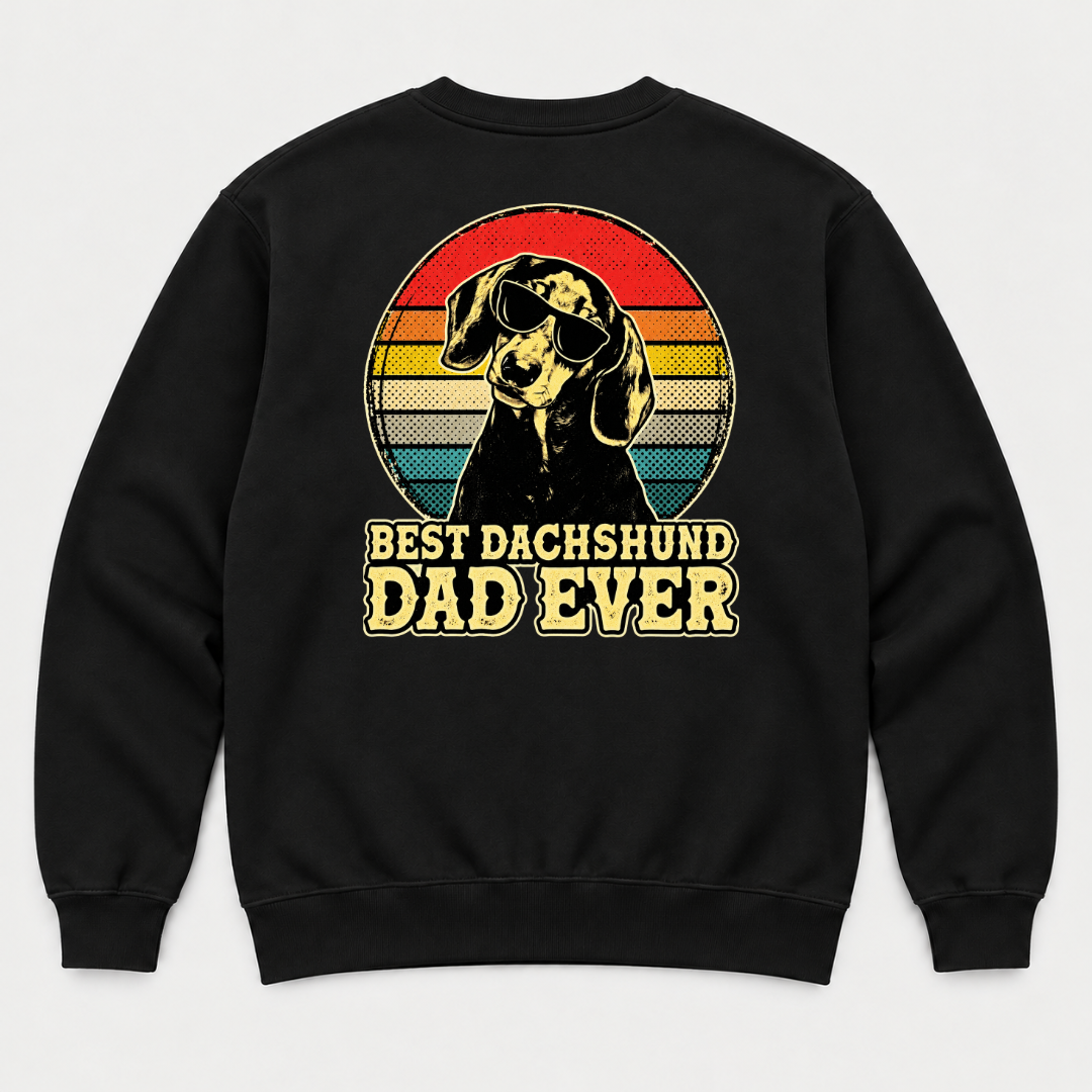 Best Dachshund Dad Ever Retro Dog Graphic T-Shirt & Sweatshirt