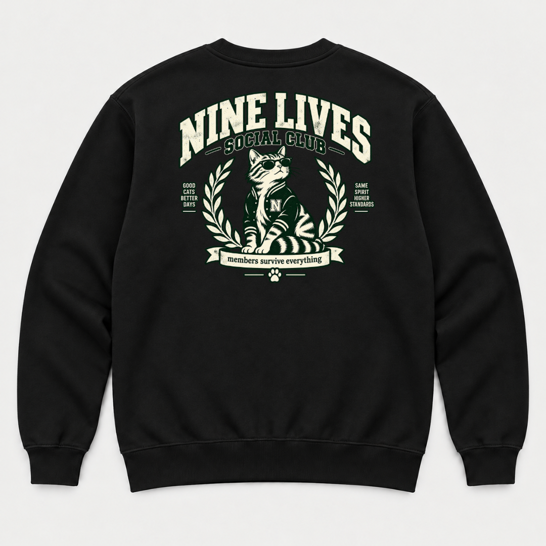 Nine Lives Social Club Cat Graphic T-Shirt & Sweatshirt
