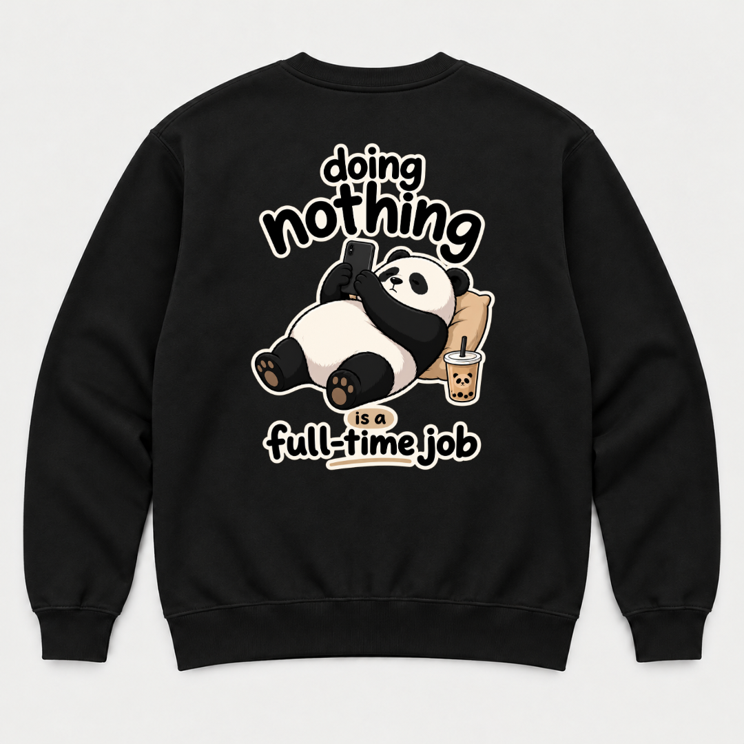Doing Nothing Panda Graphic T-Shirt & Sweatshirt