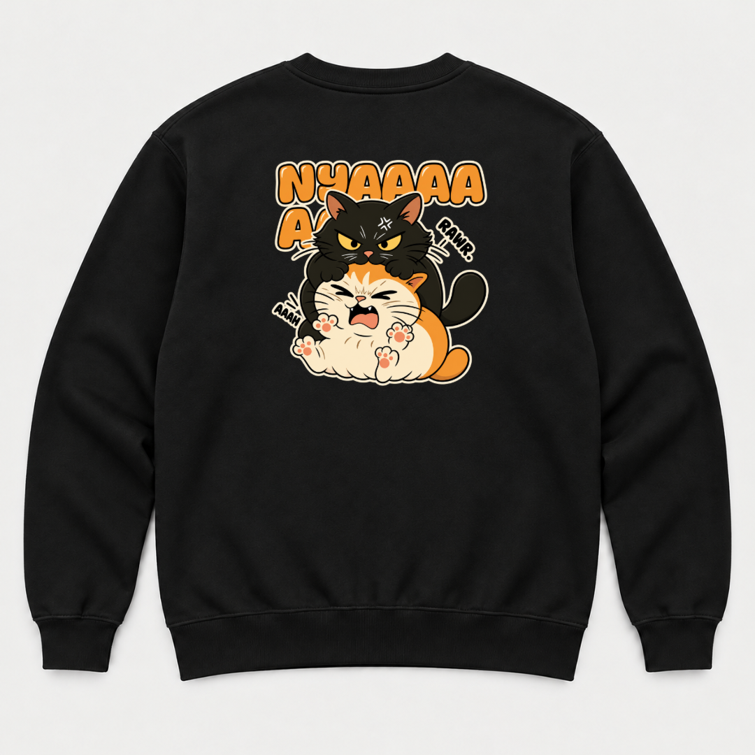 Nyaaa Cat Fight Comic Graphic T-Shirt & Sweatshirt