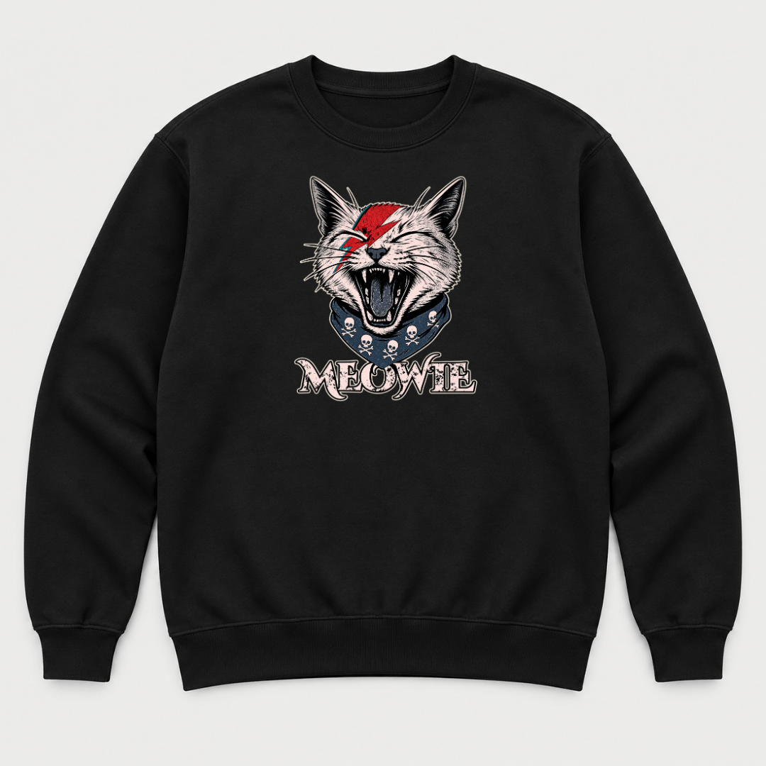 Meowtie Glam Rock Cat Graphic T-Shirt & Sweatshirt