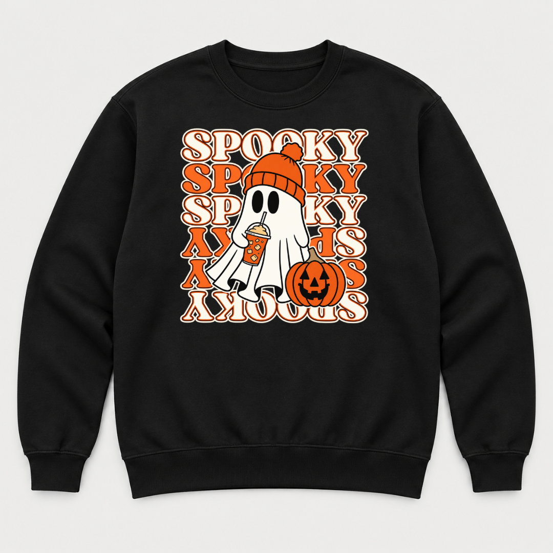 Spooky Ghost and Pumpkin Halloween Graphic T-Shirt & Sweatshirt