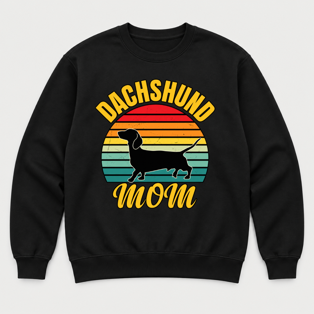 Dachshund Mom Sunset Silhouette Dog Graphic T-Shirt & Sweatshirt