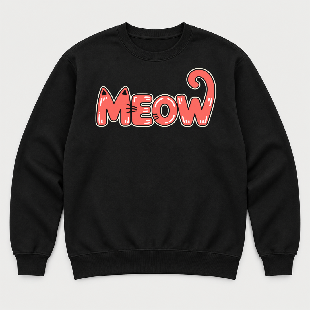 Coral Meow Cat Tail Graphic T-Shirt & Sweatshirt