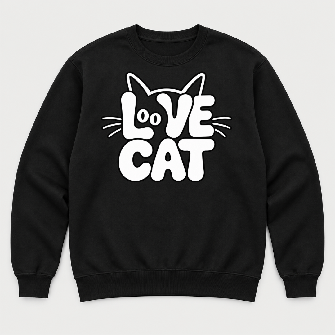 Love Cat Typography Graphic T-Shirt & Sweatshirt