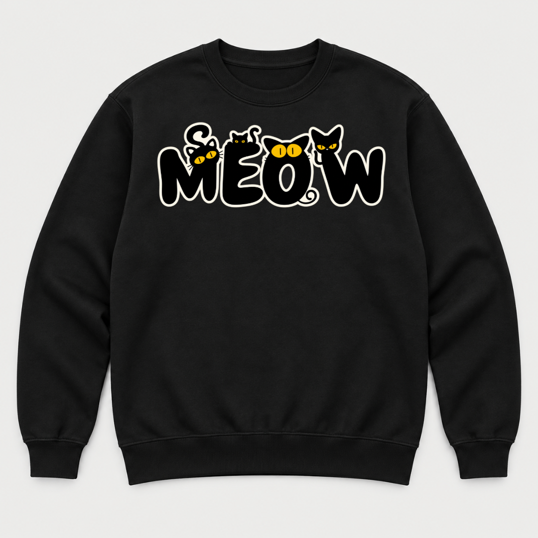 Meow Cat Lettering Graphic T-Shirt & Sweatshirt