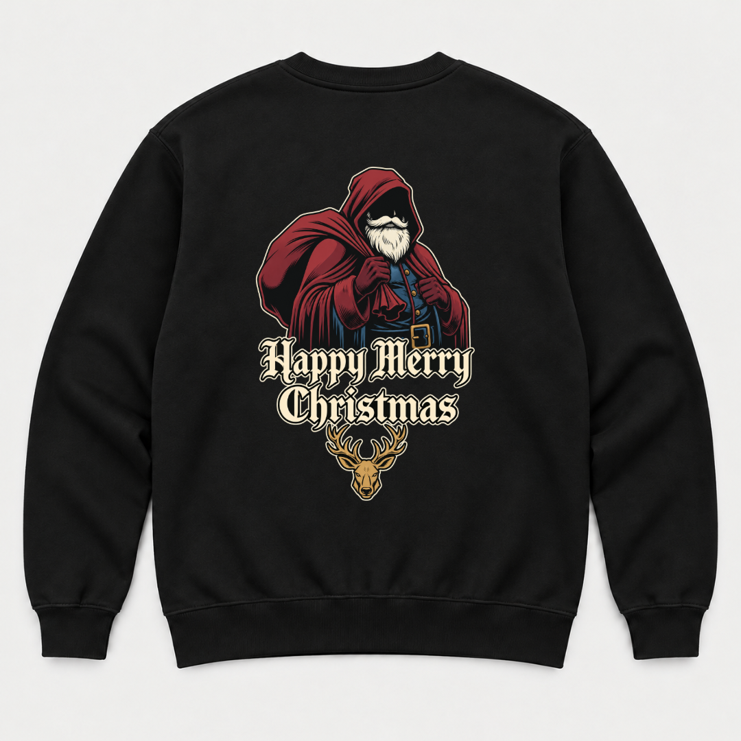 Gothic Santa Christmas T-Shirt & Sweatshirt – Merry Christmas Reindeer Graphic