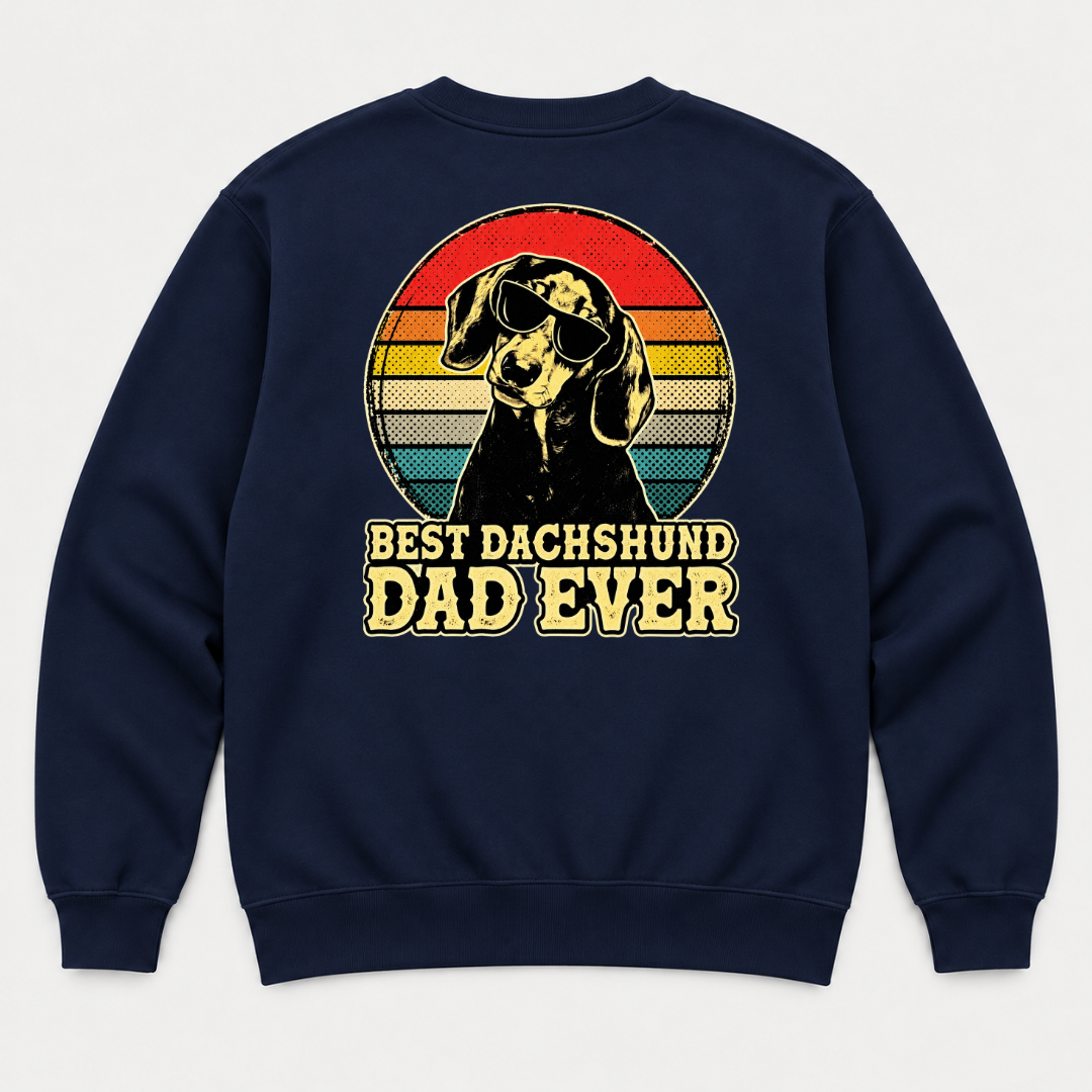 Best Dachshund Dad Ever Retro Dog Graphic T-Shirt & Sweatshirt