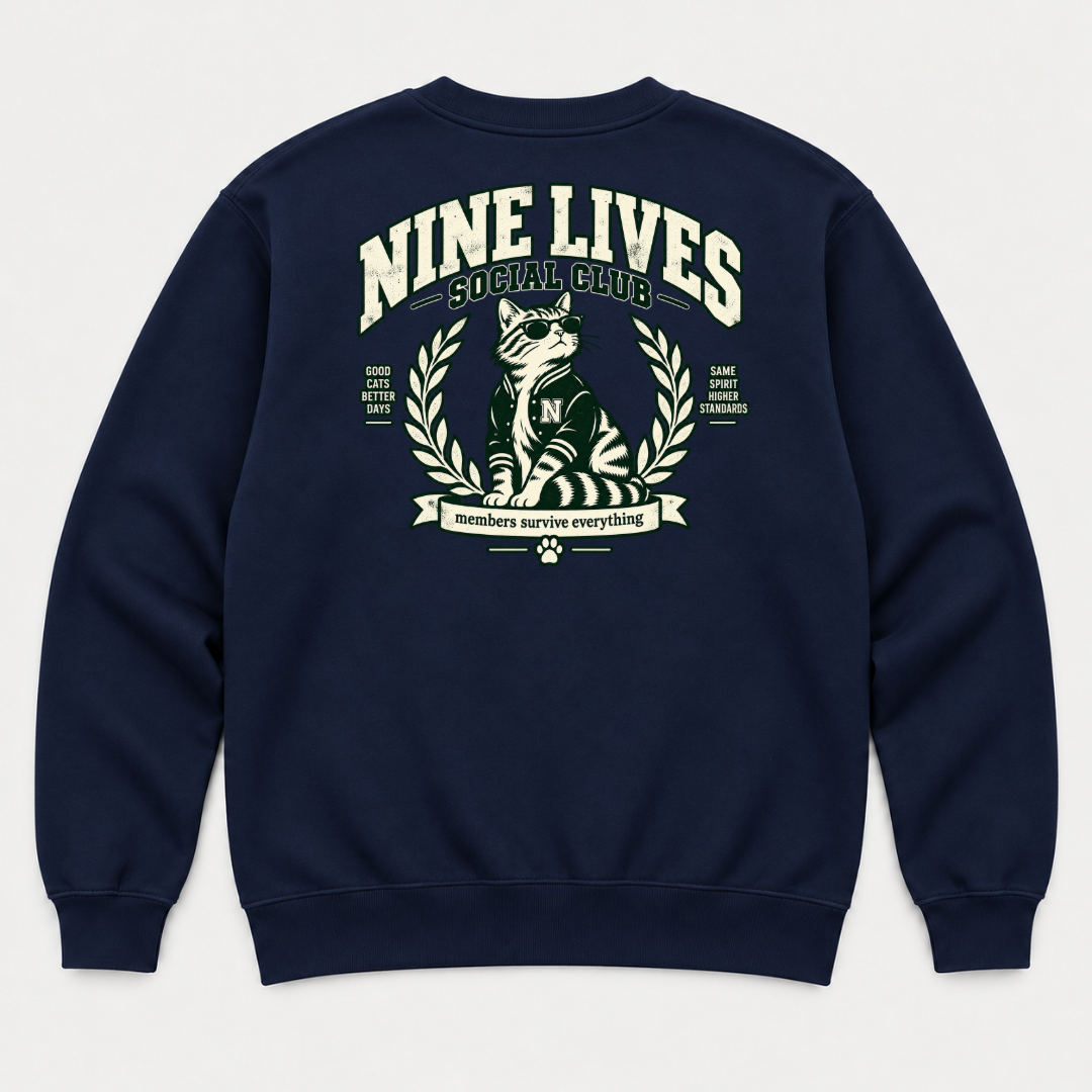 Nine Lives Social Club Cat Graphic T-Shirt & Sweatshirt