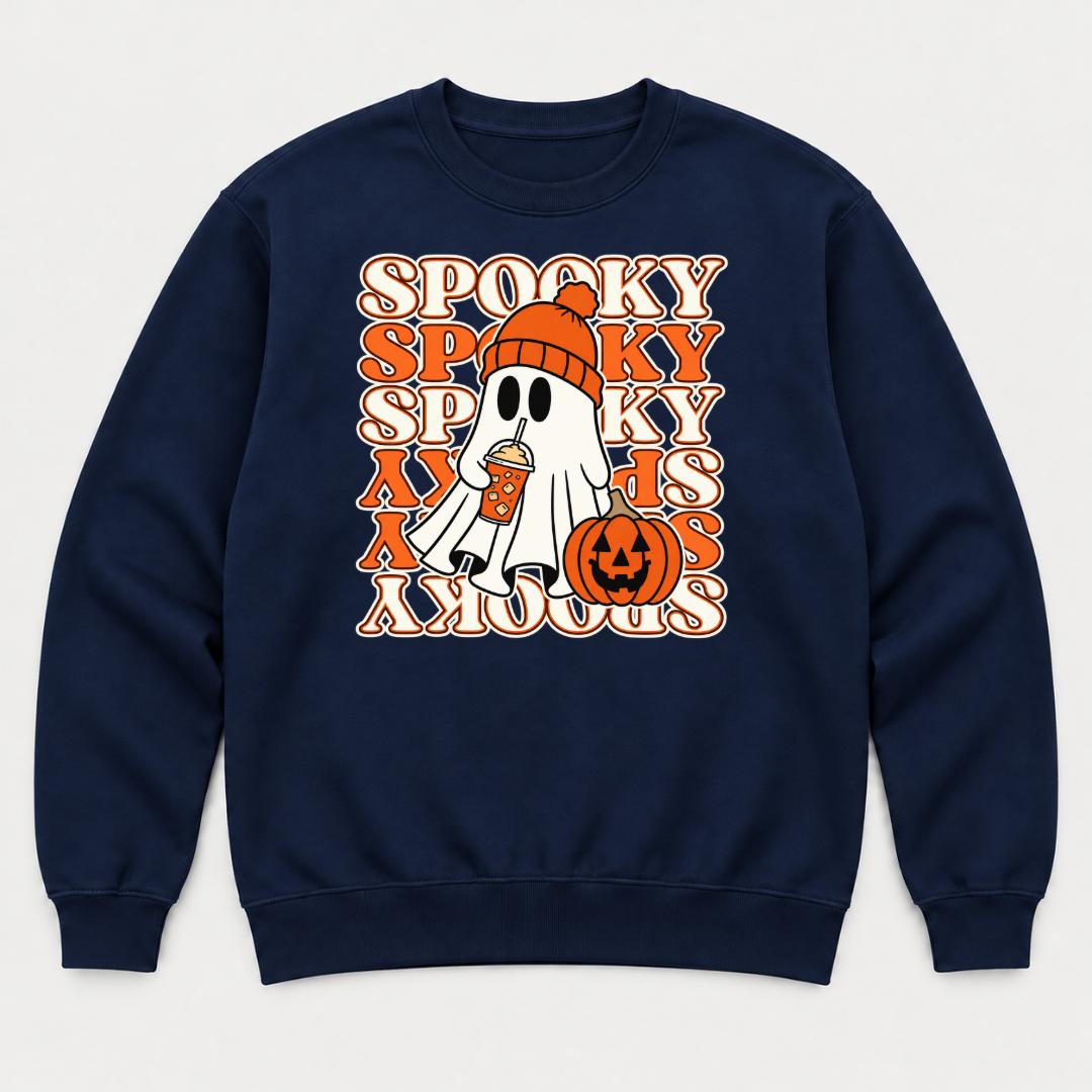 Spooky Ghost and Pumpkin Halloween Graphic T-Shirt & Sweatshirt