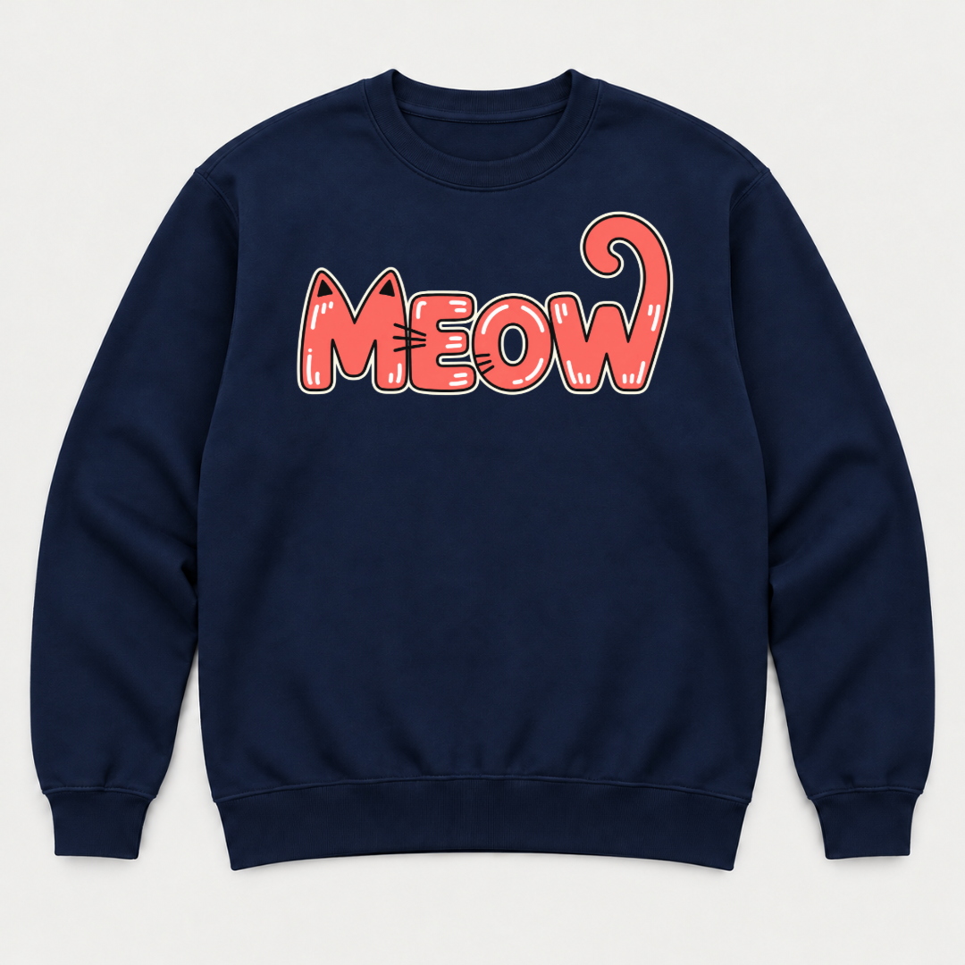 Coral Meow Cat Tail Graphic T-Shirt & Sweatshirt