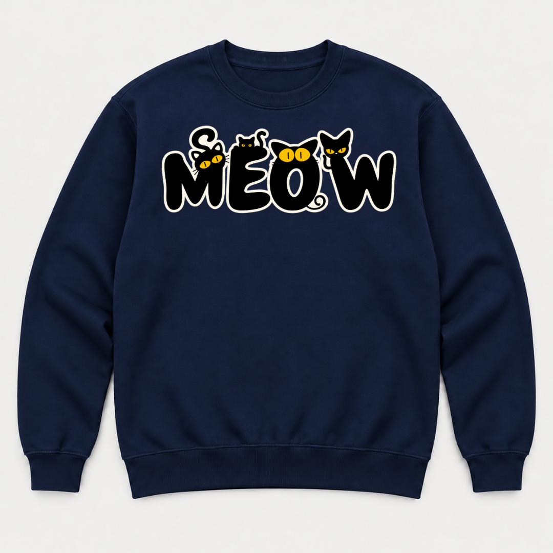 Meow Cat Lettering Graphic T-Shirt & Sweatshirt