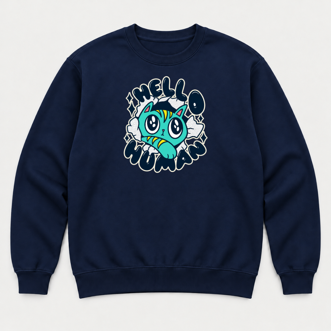 Hello Human Cat Graphic T-Shirt & Sweatshirt