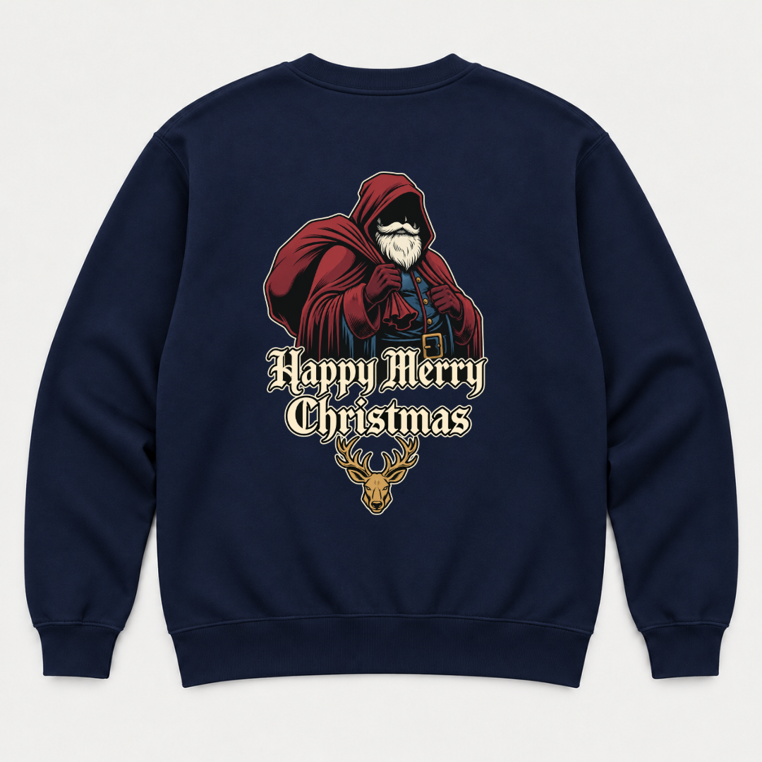 Gothic Santa Christmas T-Shirt & Sweatshirt – Merry Christmas Reindeer Graphic
