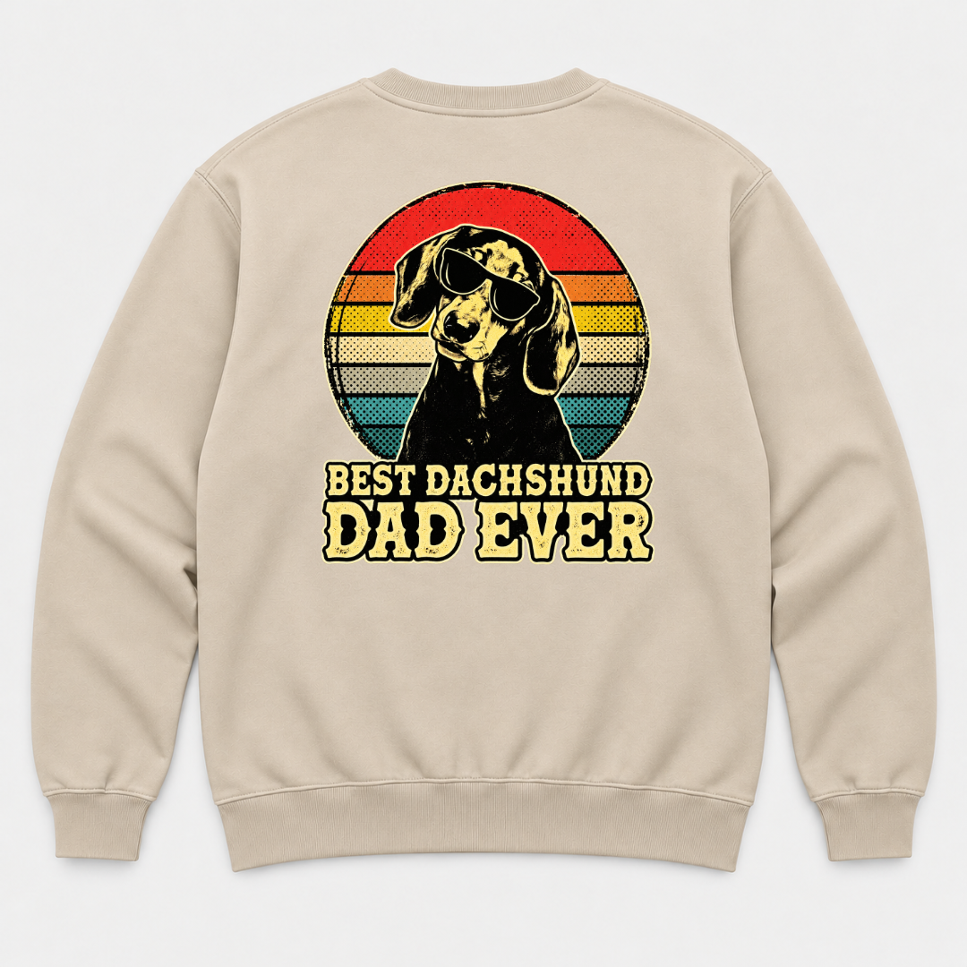 Best Dachshund Dad Ever Retro Dog Graphic T-Shirt & Sweatshirt