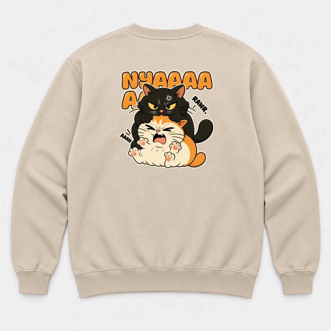 Nyaaa Cat Fight Comic Graphic T-Shirt & Sweatshirt