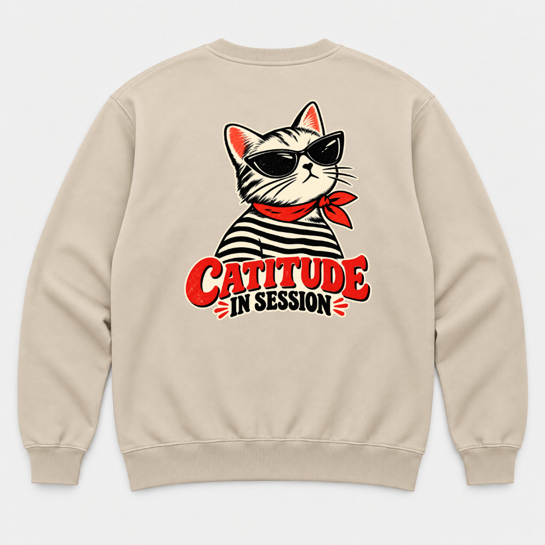Catitude in Session Cat Graphic T-Shirt & Sweatshirt