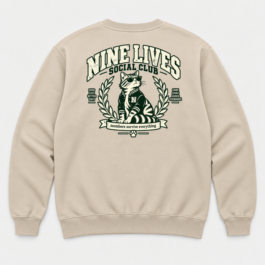 Nine Lives Social Club Cat Graphic T-Shirt & Sweatshirt