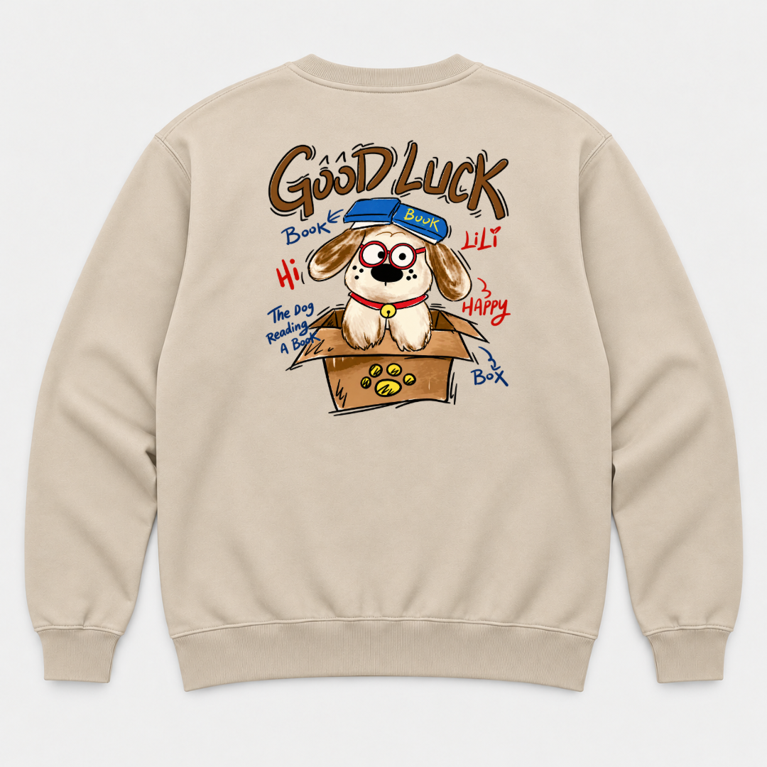 Good Luck Bookish Dog Graphic T-Shirt & Sweatshirt