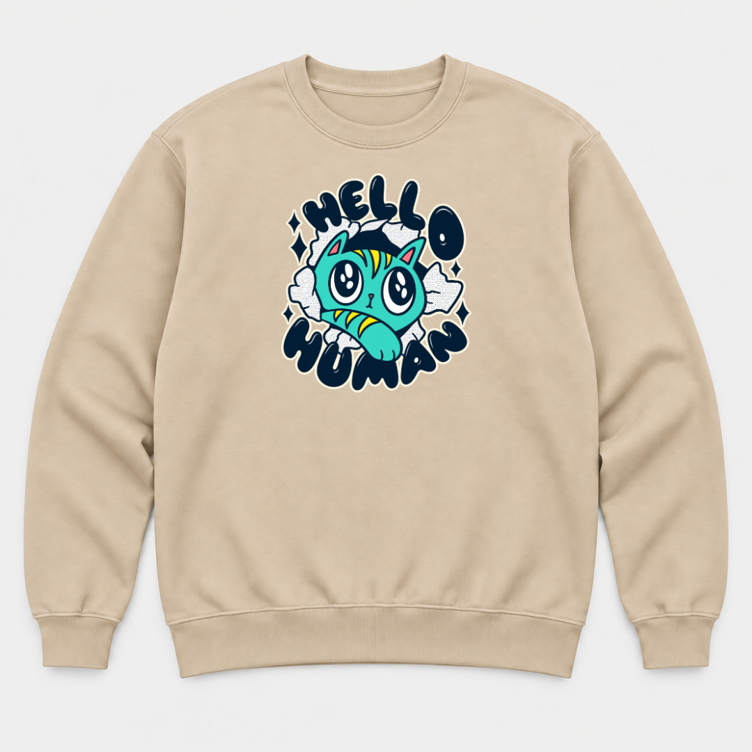 Hello Human Cat Graphic T-Shirt & Sweatshirt
