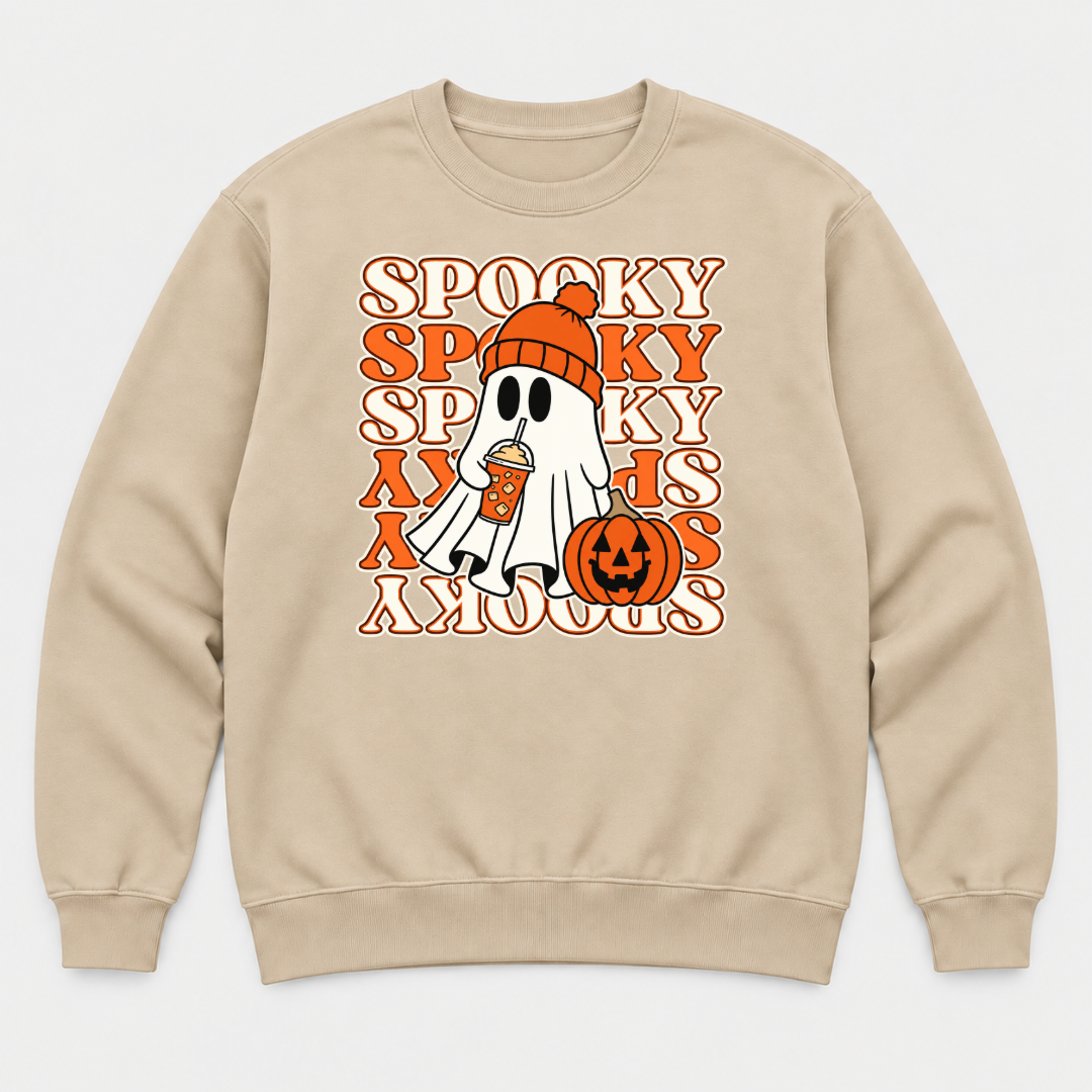 Spooky Ghost and Pumpkin Halloween Graphic T-Shirt & Sweatshirt