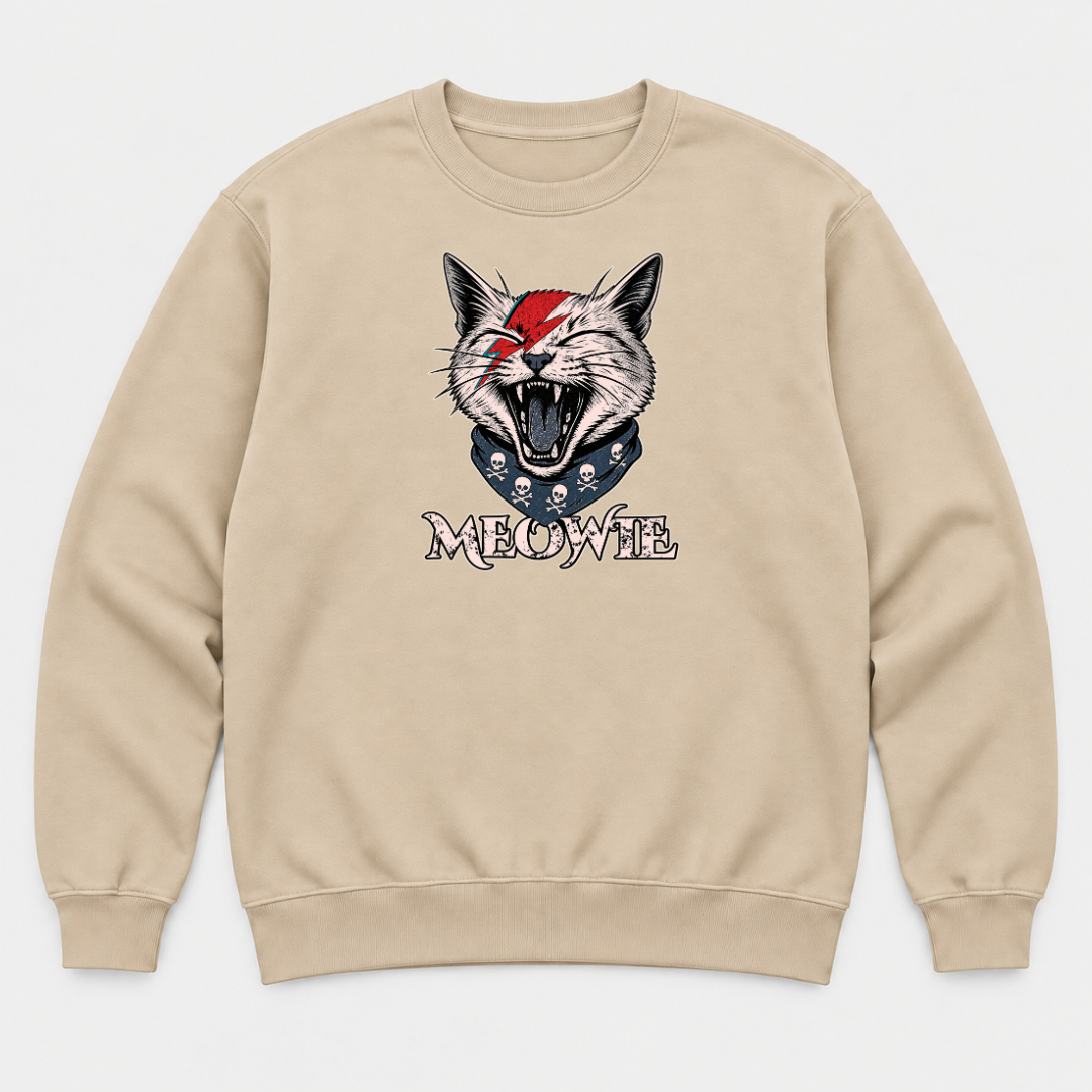 Meowtie Glam Rock Cat Graphic T-Shirt & Sweatshirt