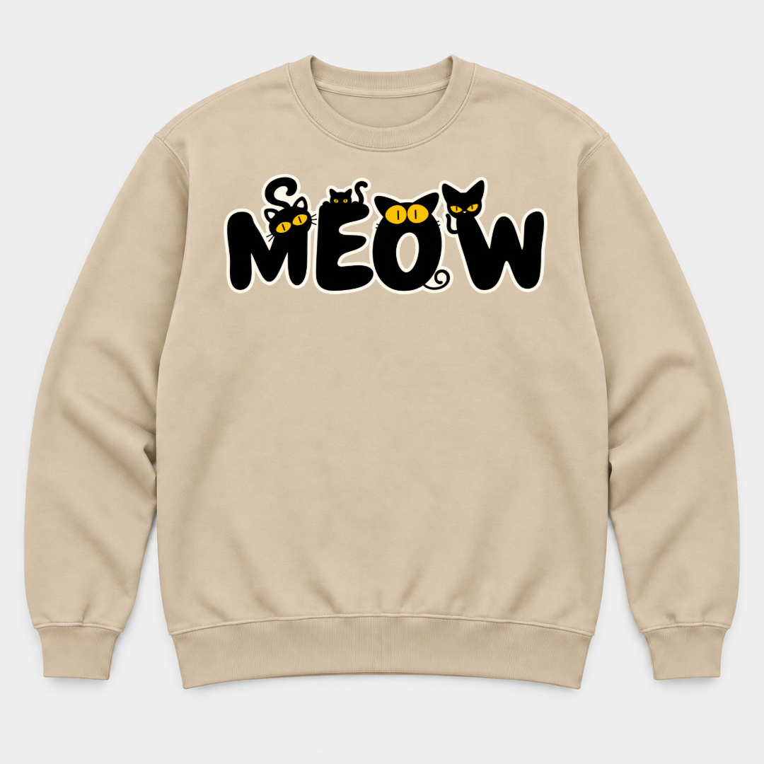 Meow Cat Lettering Graphic T-Shirt & Sweatshirt