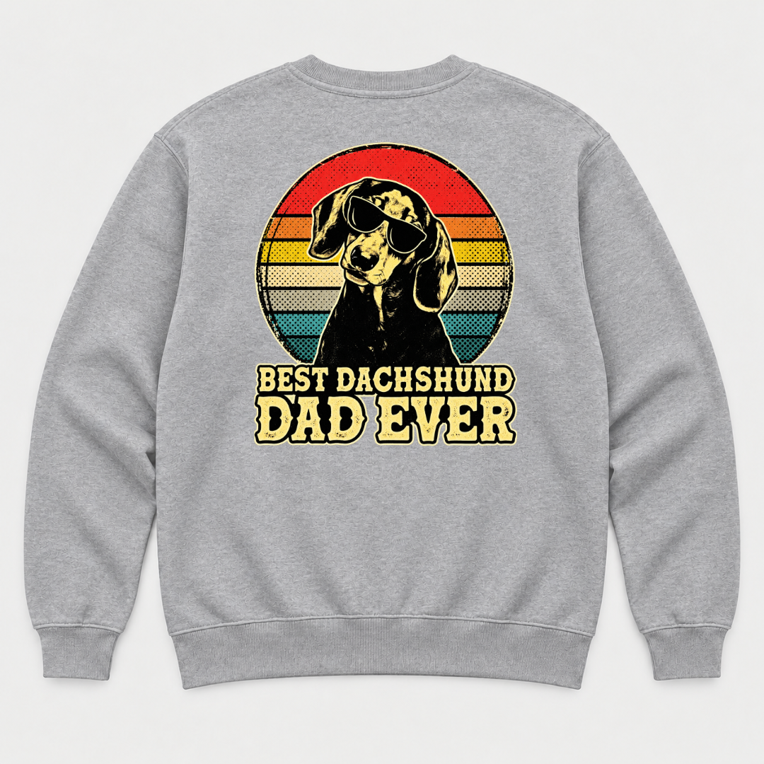 Best Dachshund Dad Ever Retro Dog Graphic T-Shirt & Sweatshirt