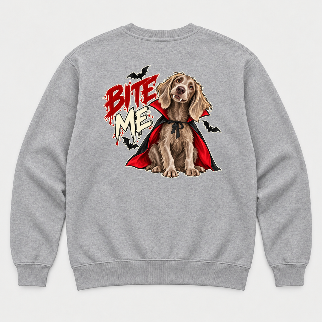 Bite Me Vampire Dog Halloween T-Shirt & Sweatshirt