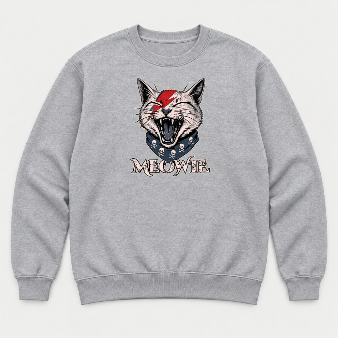 Meowtie Glam Rock Cat Graphic T-Shirt & Sweatshirt