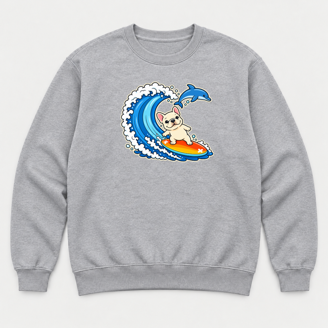 Surfing French Bulldog Ocean Graphic T-Shirt & Sweatshirt
