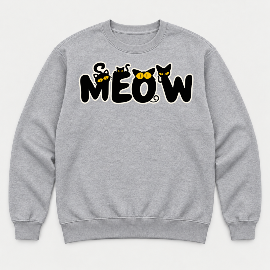 Meow Cat Lettering Graphic T-Shirt & Sweatshirt