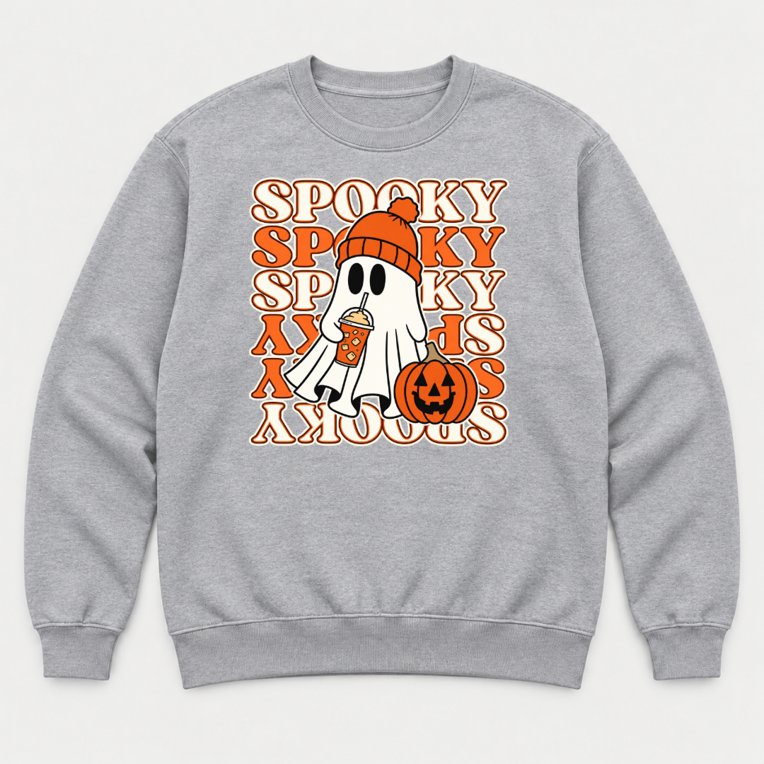 Spooky Ghost and Pumpkin Halloween Graphic T-Shirt & Sweatshirt