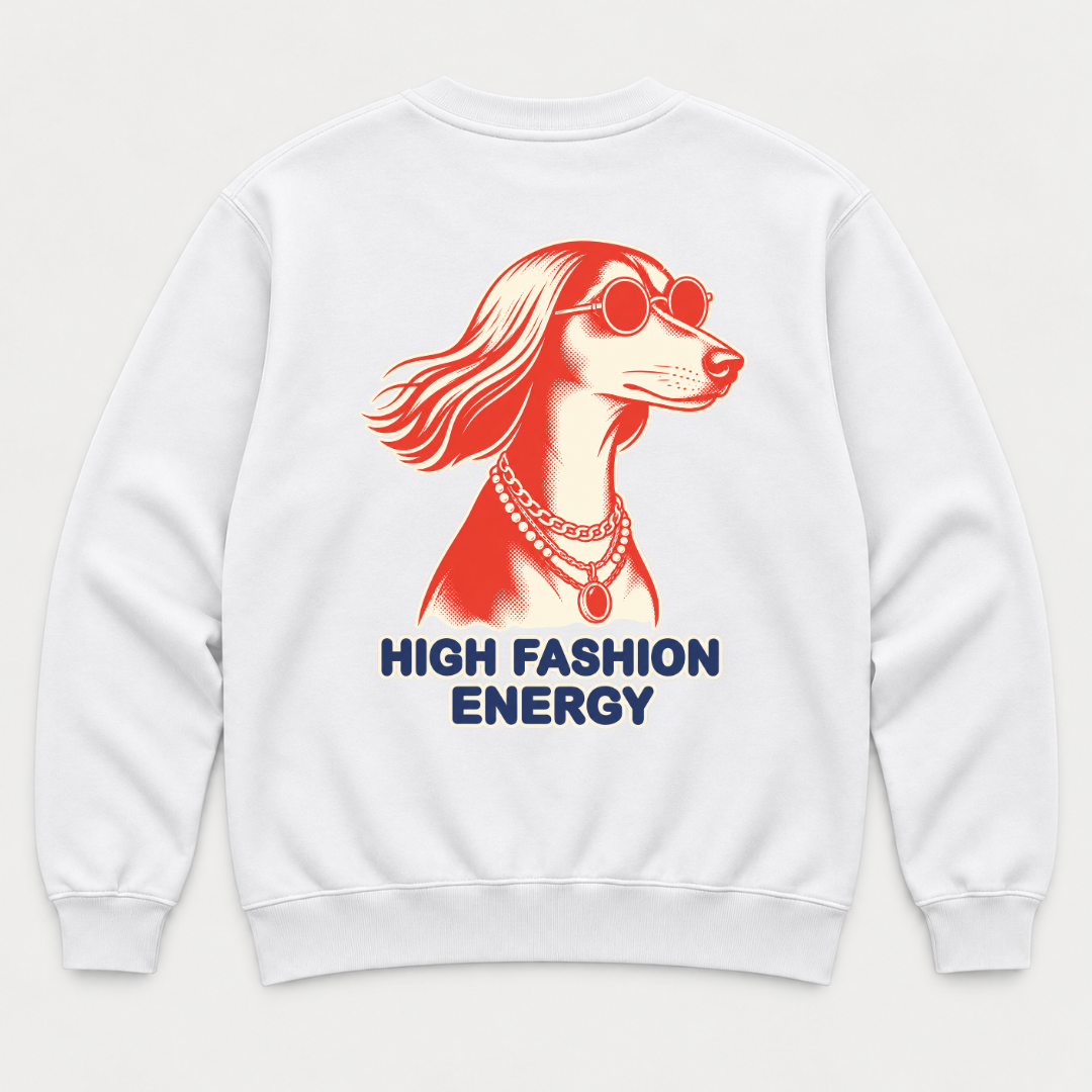 High Fashion Energy Dog Graphic T-Shirt & Sweatshirt