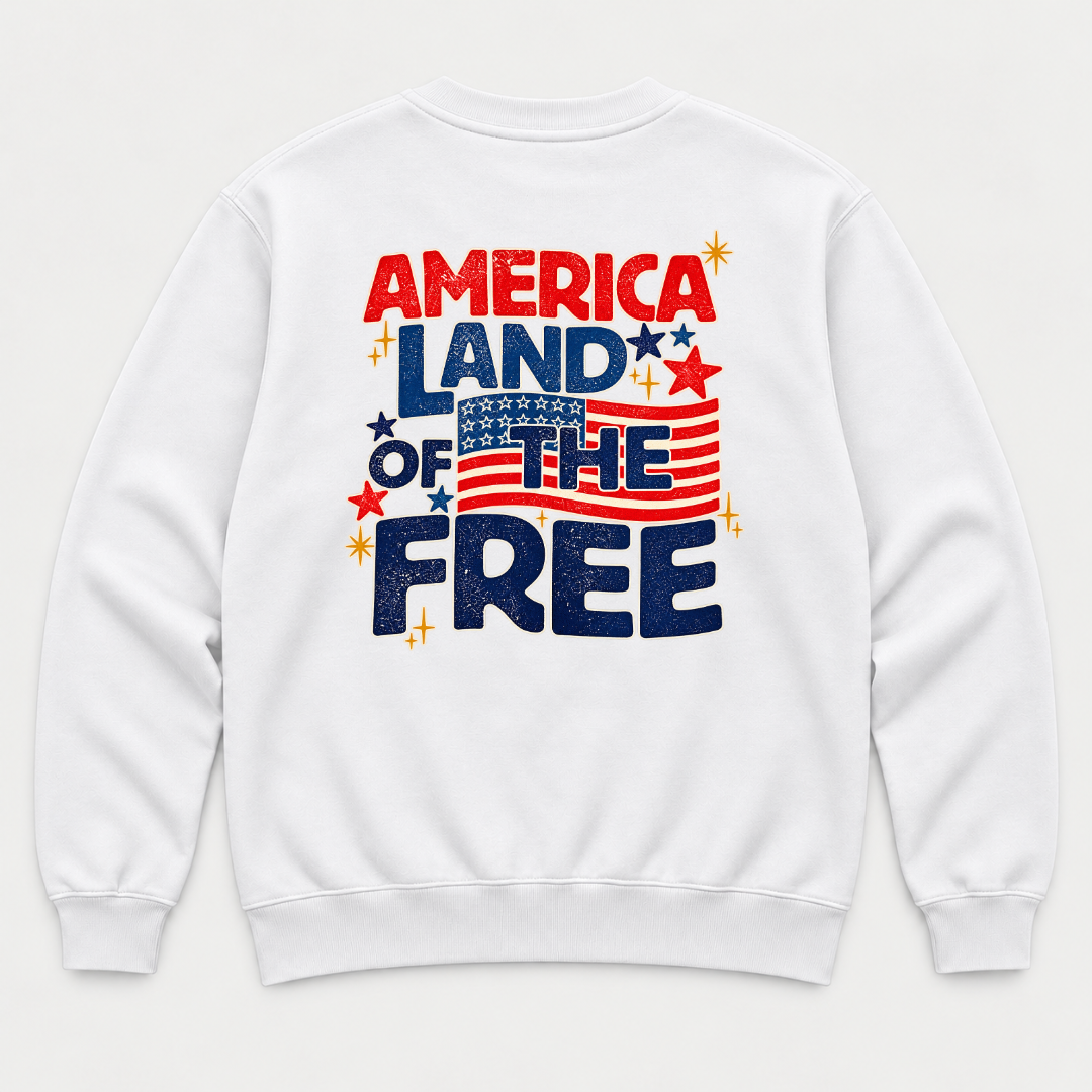 America Land of the Free Patriotic Graphic T-Shirt & Sweatshirt
