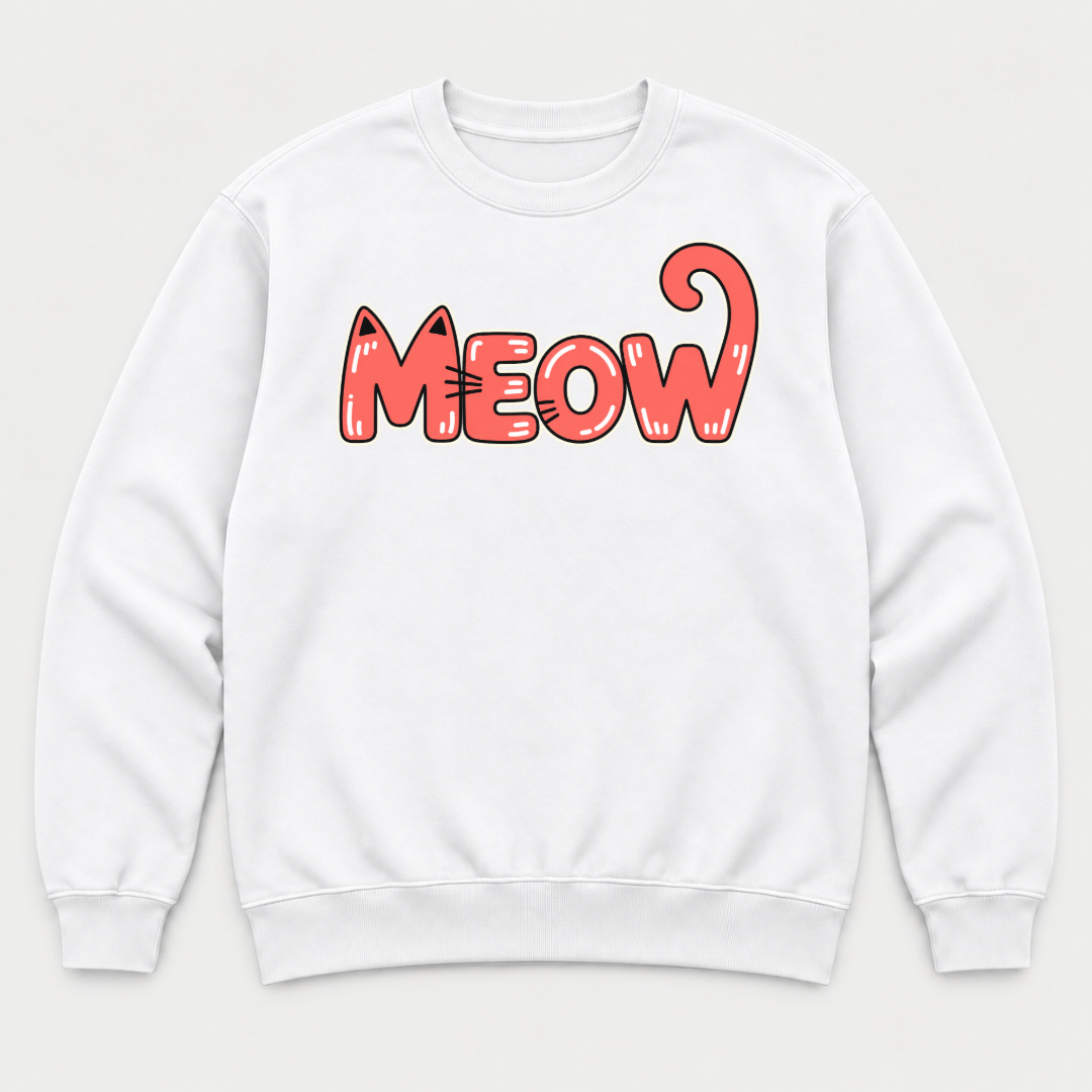 Coral Meow Cat Tail Graphic T-Shirt & Sweatshirt