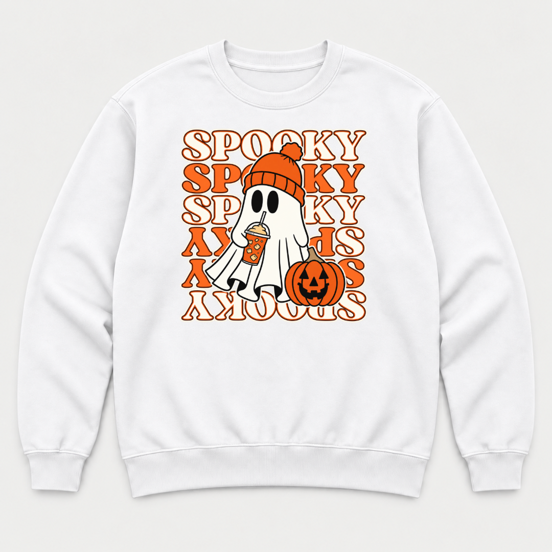 Spooky Ghost and Pumpkin Halloween Graphic T-Shirt & Sweatshirt