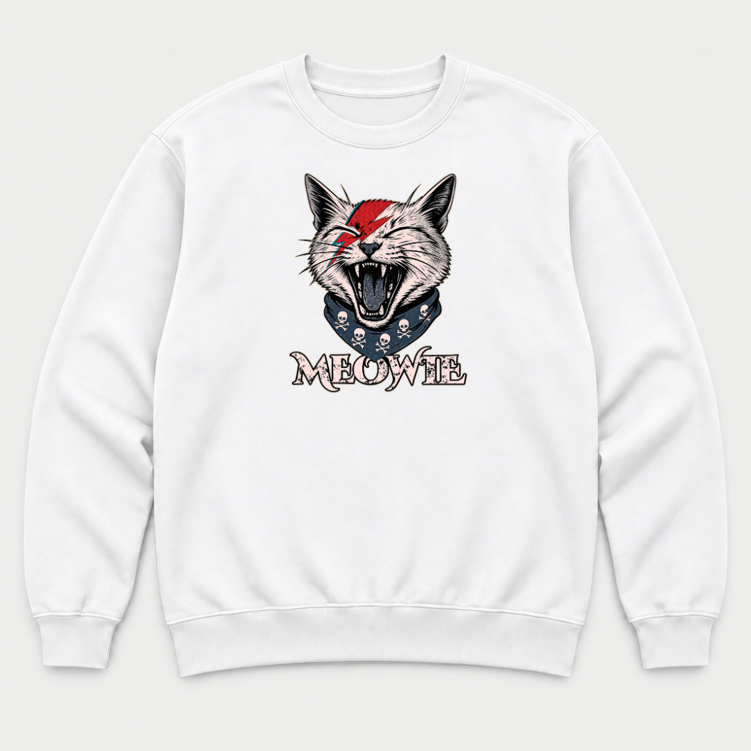 Meowtie Glam Rock Cat Graphic T-Shirt & Sweatshirt