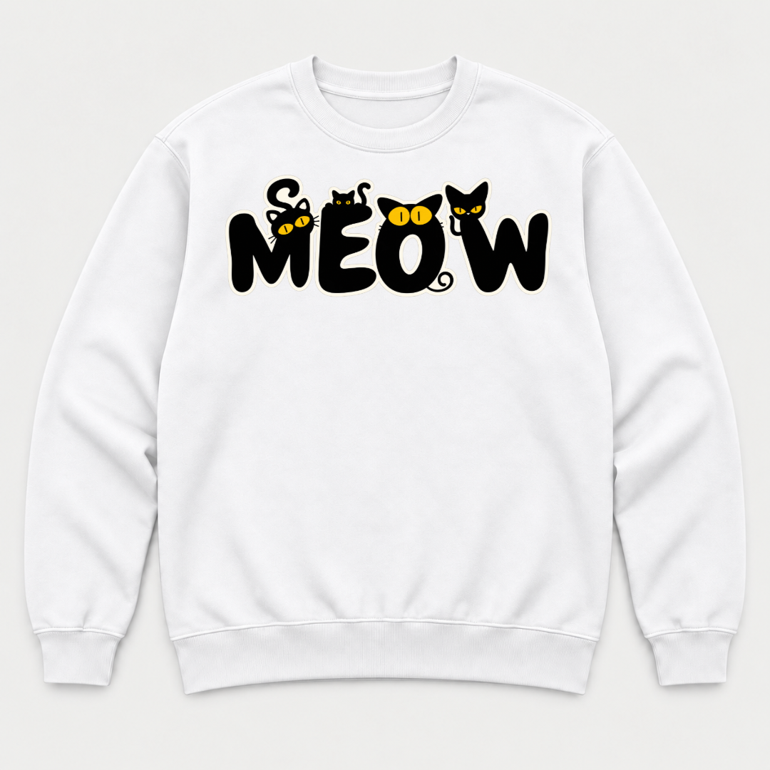 Meow Cat Lettering Graphic T-Shirt & Sweatshirt