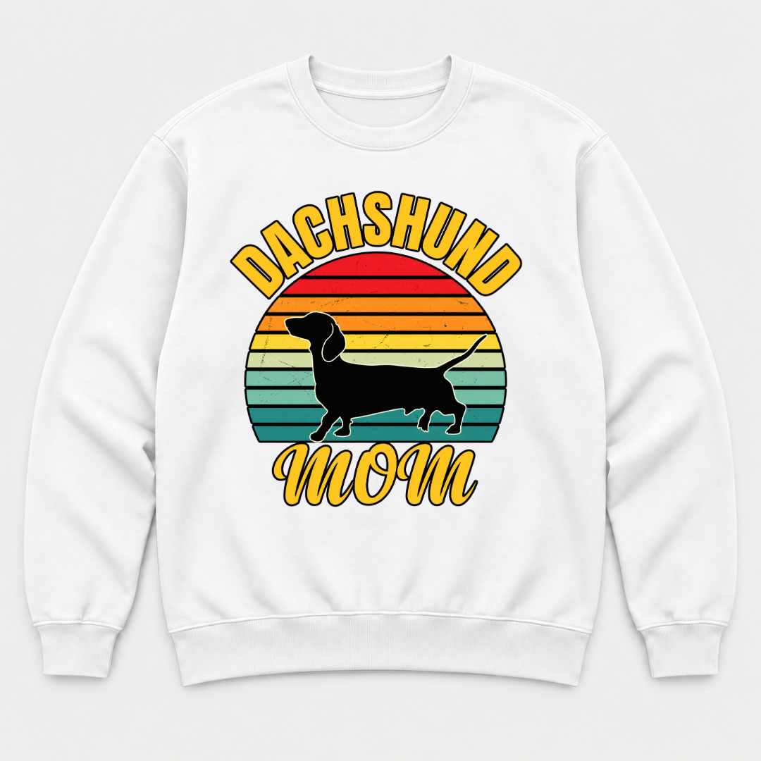 Dachshund Mom Sunset Silhouette Dog Graphic T-Shirt & Sweatshirt