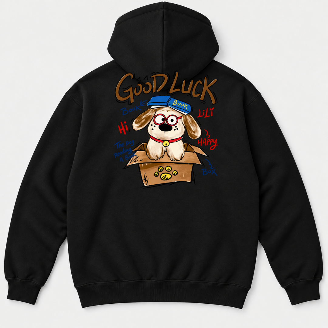 Good Luck Bookish Dog Graphic T-Shirt & Sweatshirt