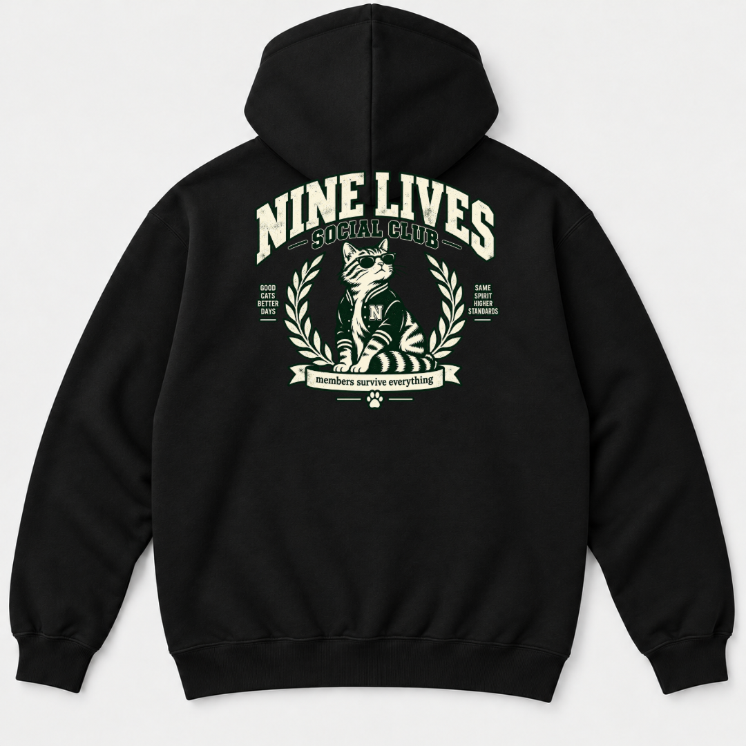 Nine Lives Social Club Cat Graphic T-Shirt & Sweatshirt