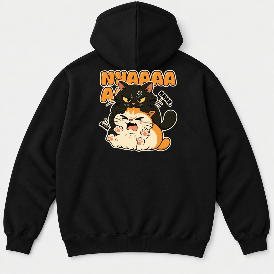 Nyaaa Cat Fight Comic Graphic T-Shirt & Sweatshirt