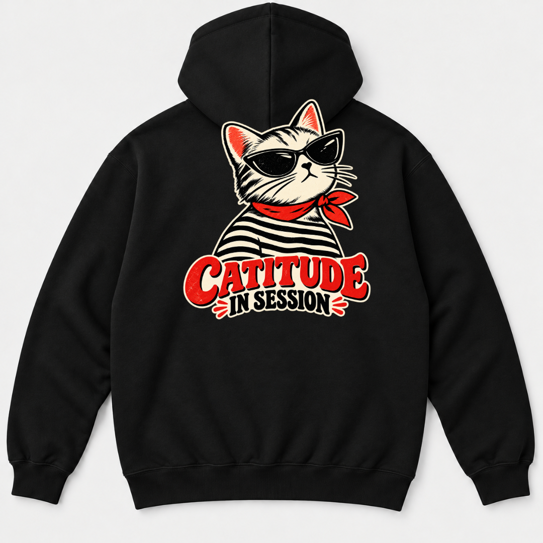 Catitude in Session Cat Graphic T-Shirt & Sweatshirt