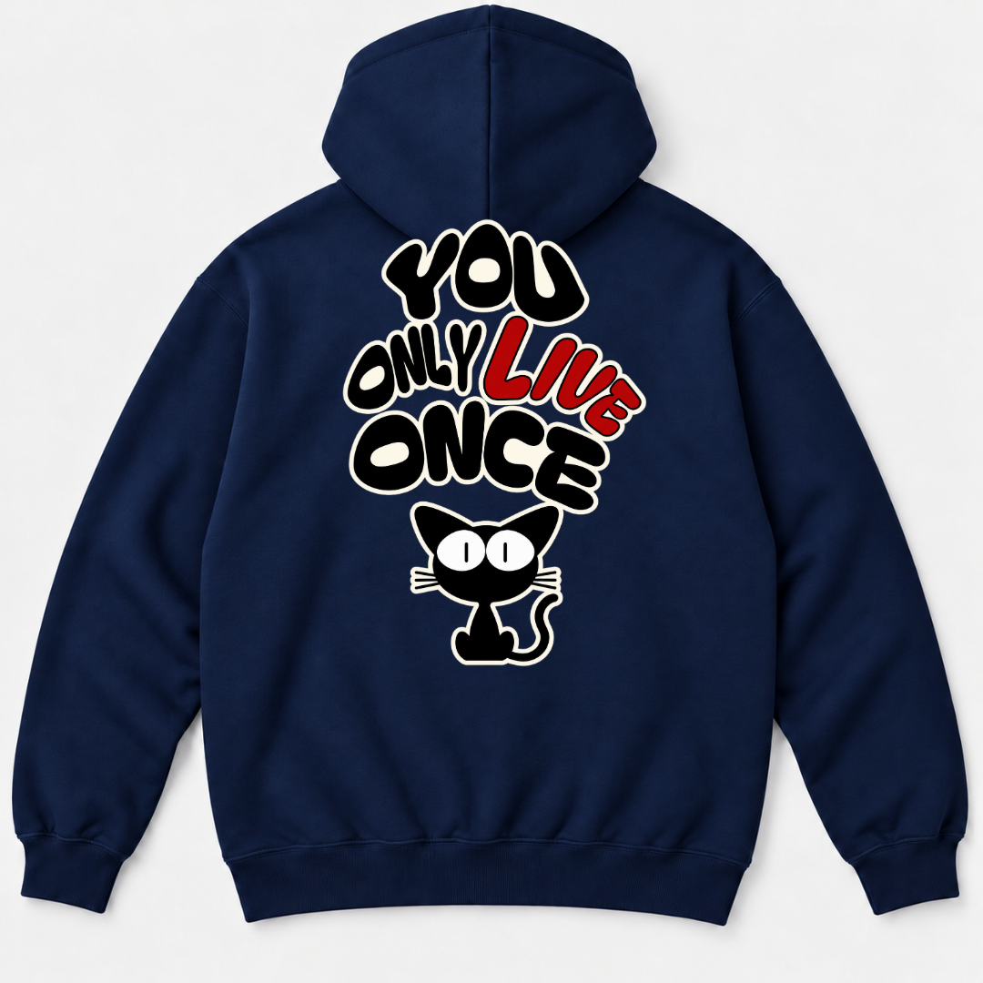 You Only Live Once Cat Graphic T-Shirt & Sweatshirt