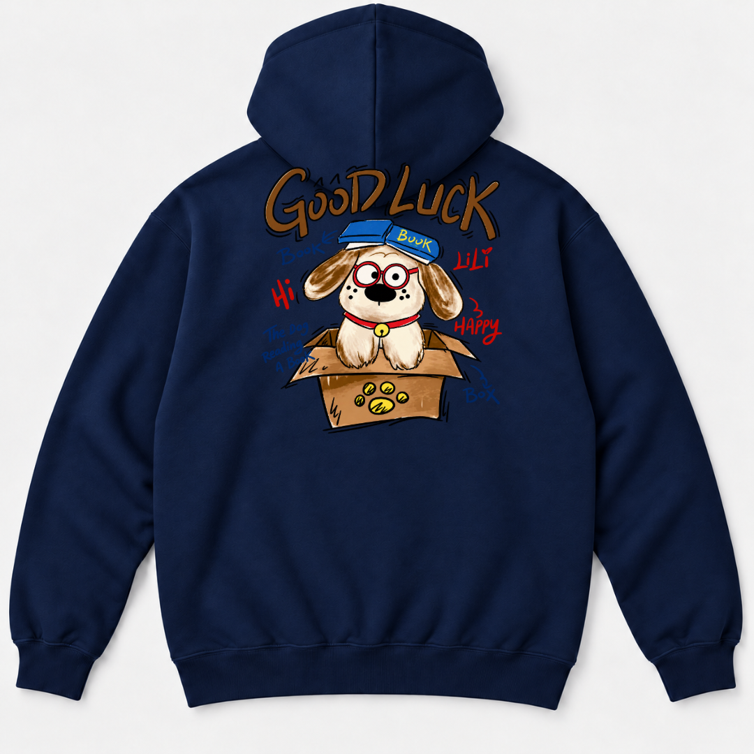 Good Luck Bookish Dog Graphic T-Shirt & Sweatshirt