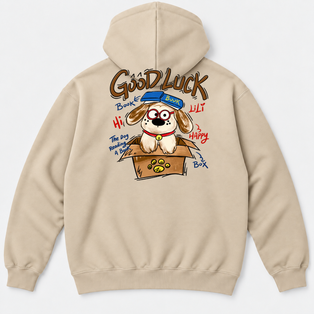 Good Luck Bookish Dog Graphic T-Shirt & Sweatshirt