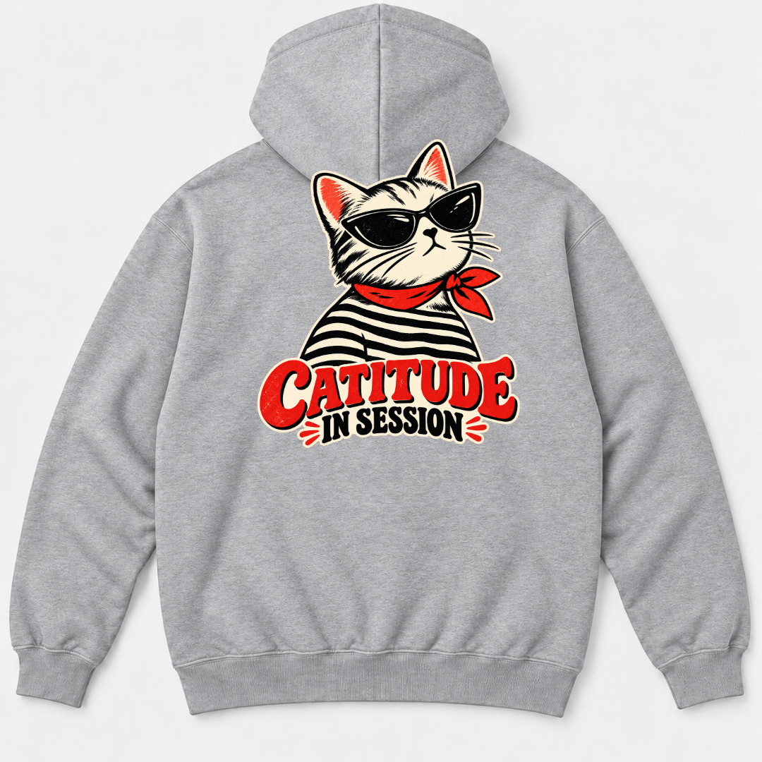 Catitude in Session Cat Graphic T-Shirt & Sweatshirt